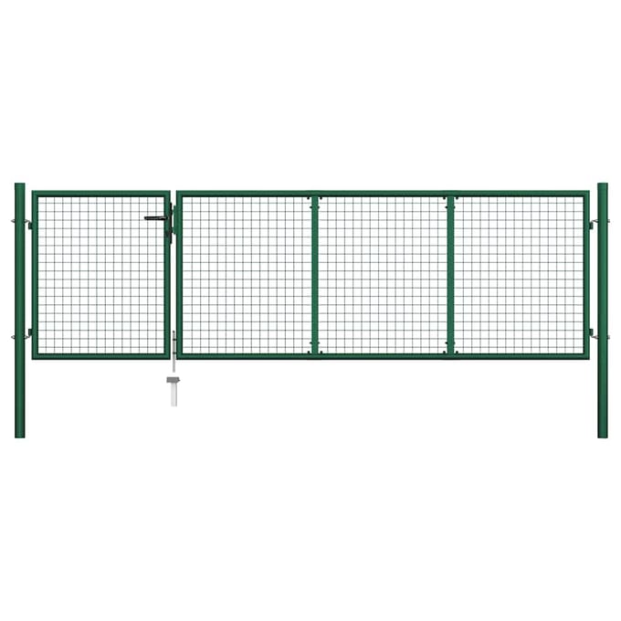 vidaXL - Tuinpoort - staal - 350x100 - cm - groen