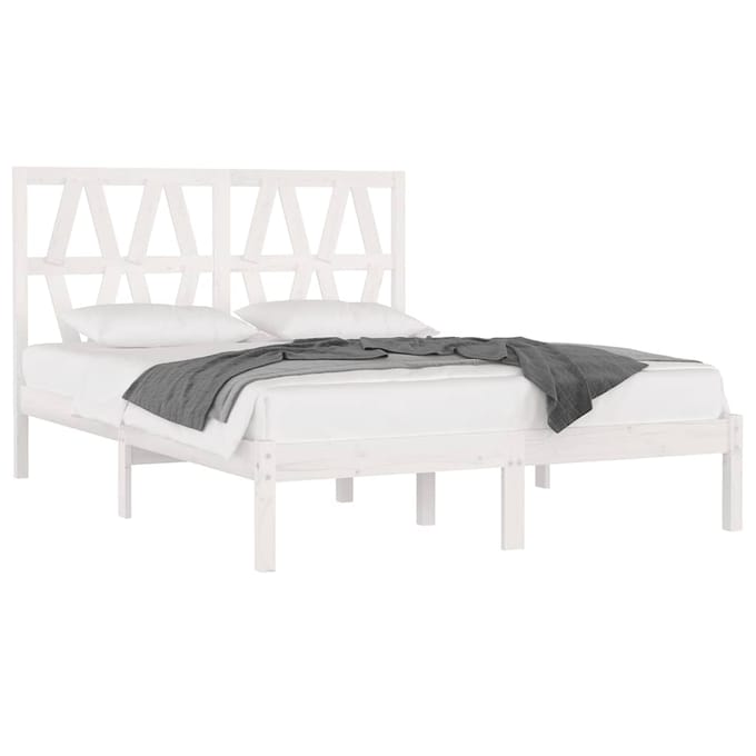 vidaXL - Bedframe - massief - grenenhout - wit - 120x200 - cm