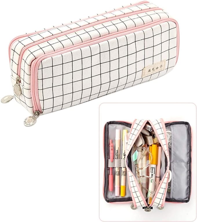 Grote Capaciteit Pennenzak en Make-up Tas - Canvas Organizer voor Kantoor en Reizen