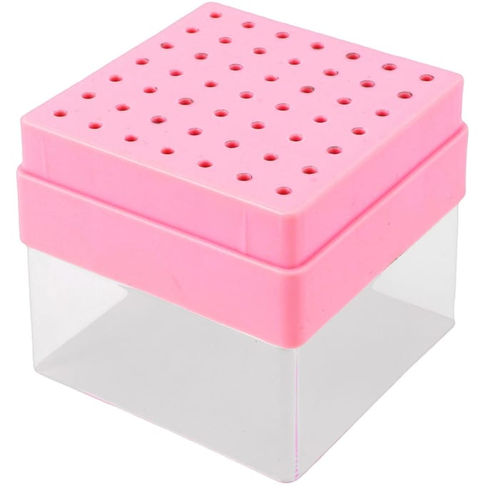 49 Gaten Nagelboor Bit Houder Display Case met Transparante Deksel Nagelboor Bits Opbergdoos Roze brown