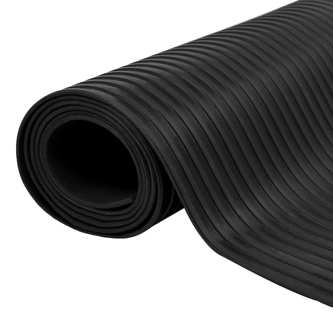 vidaXL - Vloermat - met - brede - rib - Zwart - 1 - x - 2 - m - Rubber