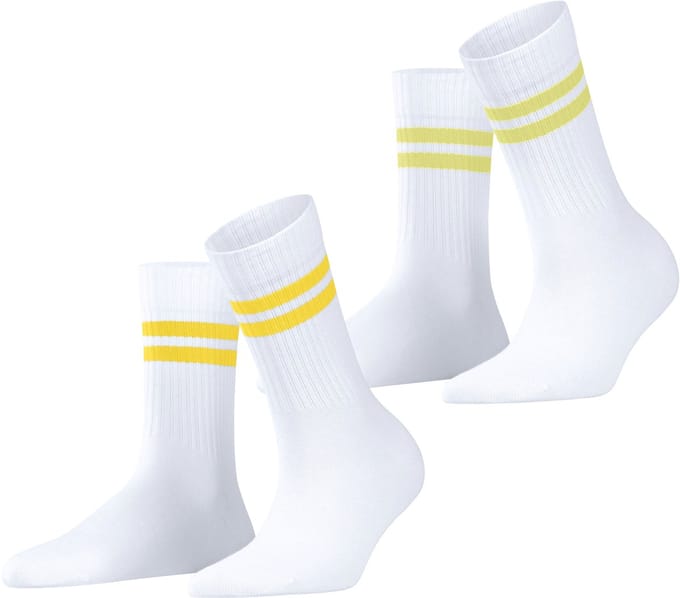 Esprit Tennis Stripe 2-Pack gedessineerd katoen multipack sokken dames wit - maat 35-38