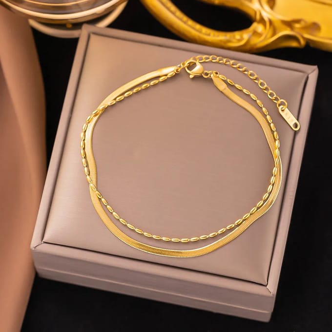 JewelGalerie - Armband -Dubbel Minimalistisch - Goud