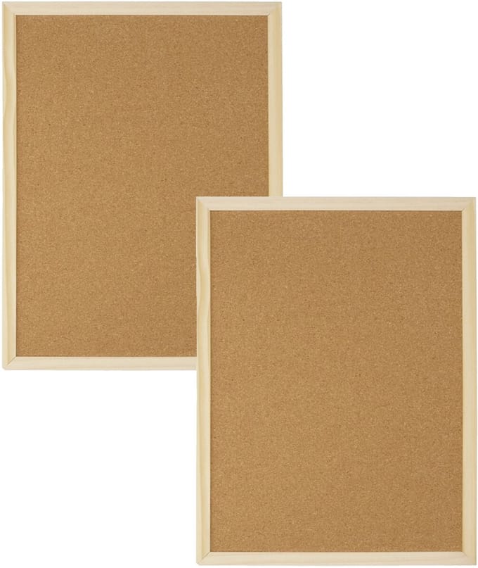 Gerimport Prikbord/memobord - 2x - kurk - bruin - 30 x 40 cm - hobby/knutsel materialen