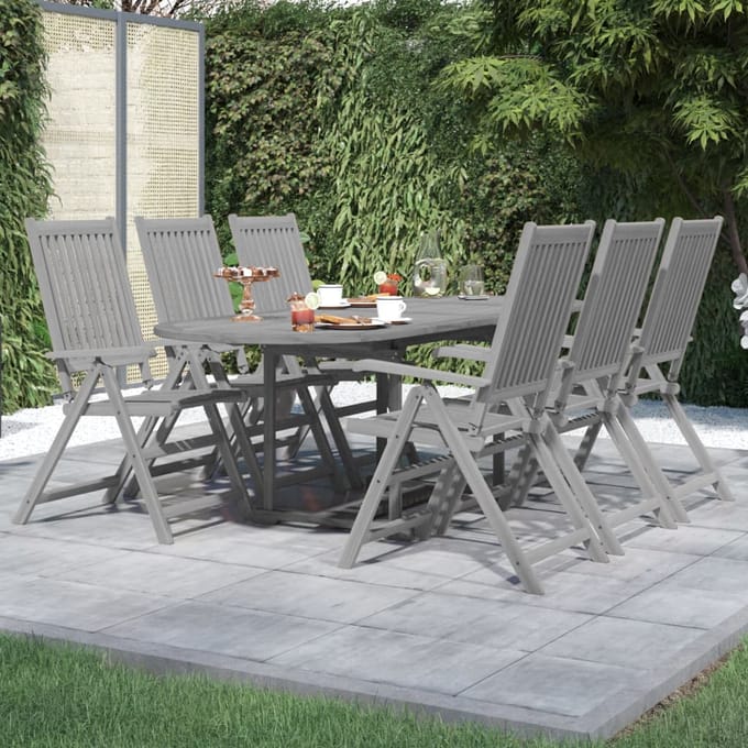 vidaXL - 7-delige - Tuinset - massief - acaciahout