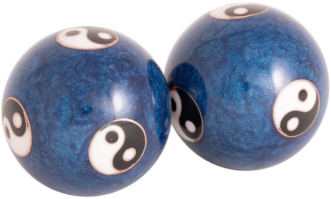 Qi Gong ballen yin yang blauw 35 mm