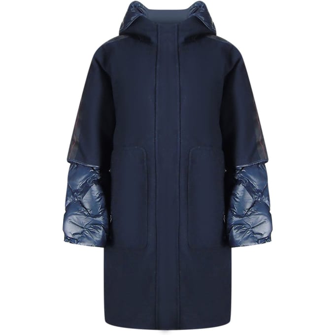 Parajumpers Joy marineblauw oversized lang donsjack met capuchon