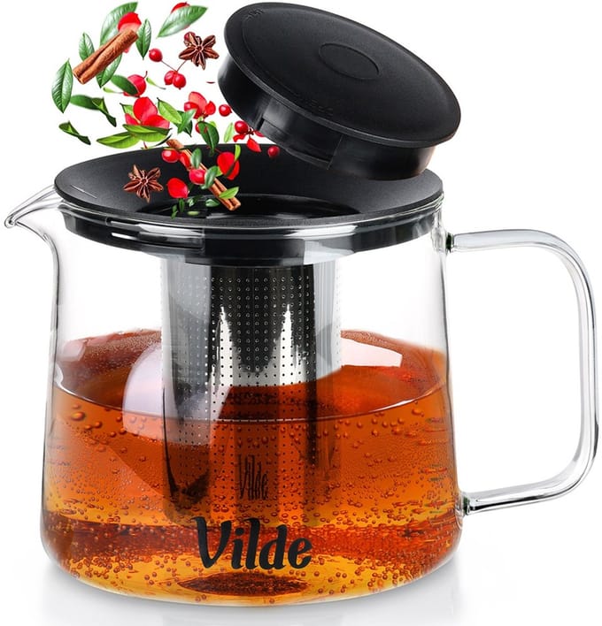 Theepot met Filter Glas Hittebestendig 1,5 l - Koffie- en Thee Pot - Infuser - Theezeef - Filter - Zeef