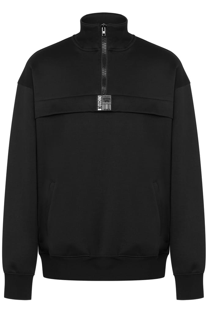 Moschino Locker Tag Label Technical Sweatshirt Black Taglia: XS | Maglioni a maglia Outlet | Uomo | Nero