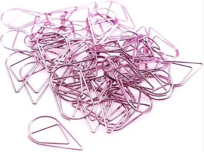 Knaak Paperclips - 50 stuks - Druppelvormig - Paars - Metaal met Coating - 2,5 cm