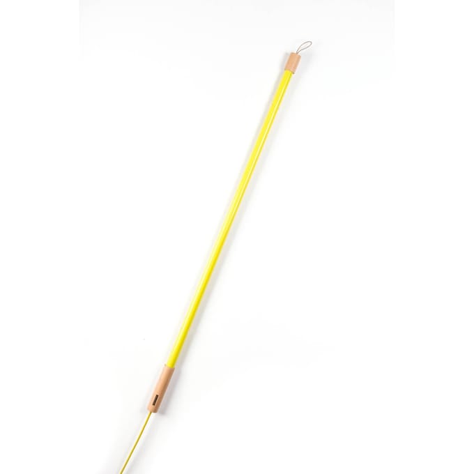 SELETTI LED lamp Linea, geel, hout details, universeel