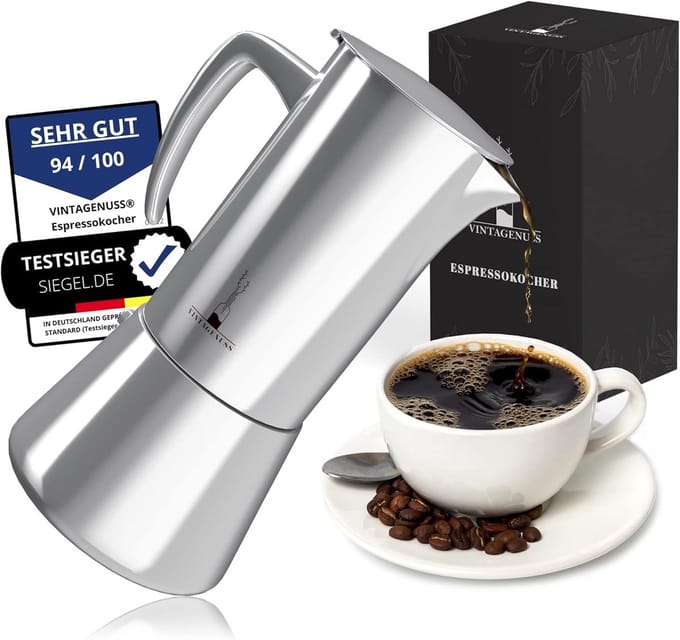 Inductie Espresso Maker van Roestvrij Staal voor 6 Kopjes - Ideaal voor Camping