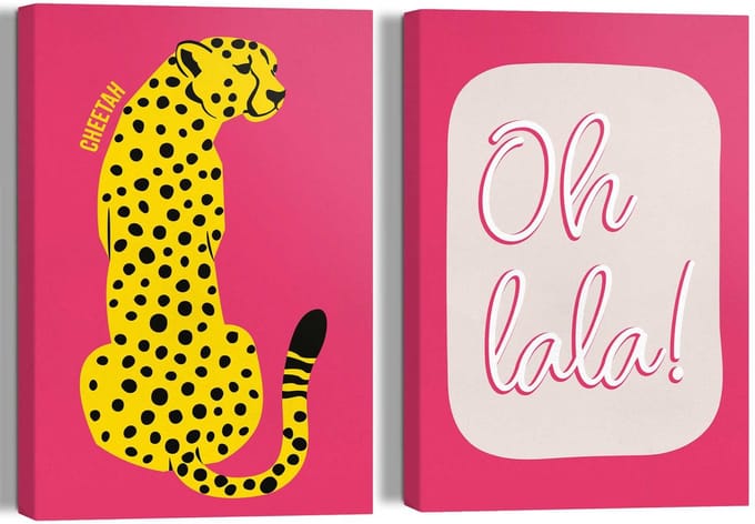 Schilderijen set Roze Safari - 30 x 20 - Canvas - REINDERS