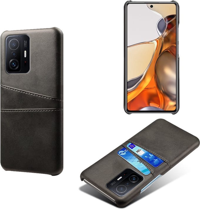 Backcover met Opbergvakjes + PMMA Screenprotector voor Xiaomi Mi 11T / Mi 11T Pro _ Zwart