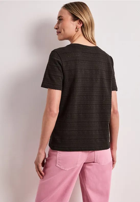 Shirt met korte mouwen en ronde hals in kant