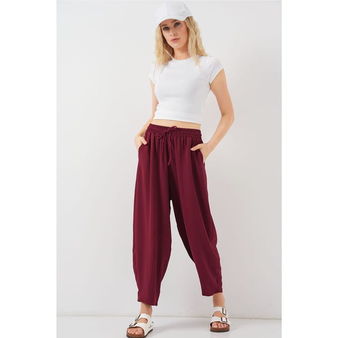 Gestructureerde Salwar Broek met Touwtjes Taille