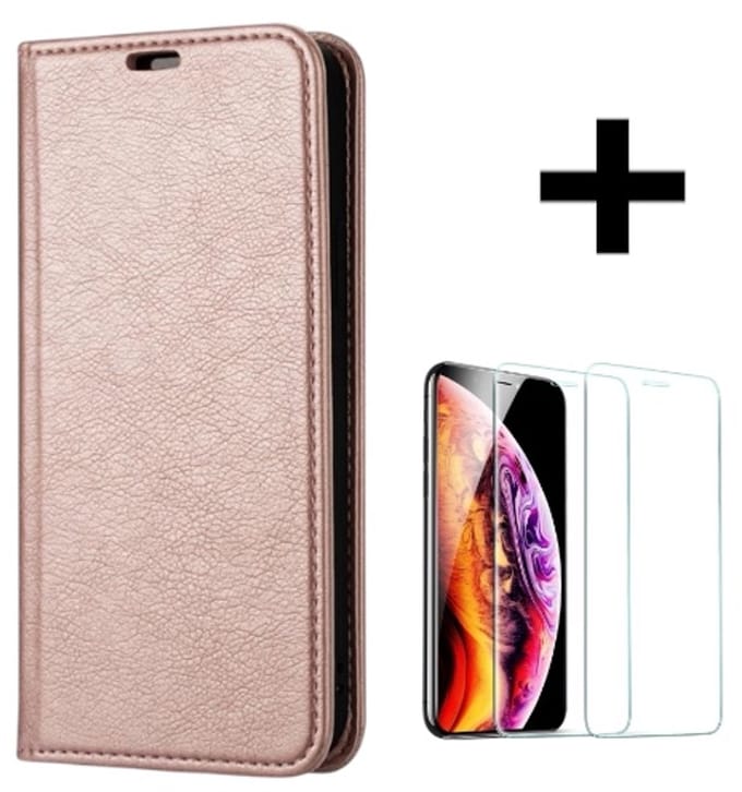 Rico Vitello Magnetische Wallet case Geschikt voor Apple iPhone 12 pro max/iphone 12 pro max hoesje + gratis screenprotector kleur Rosé goud