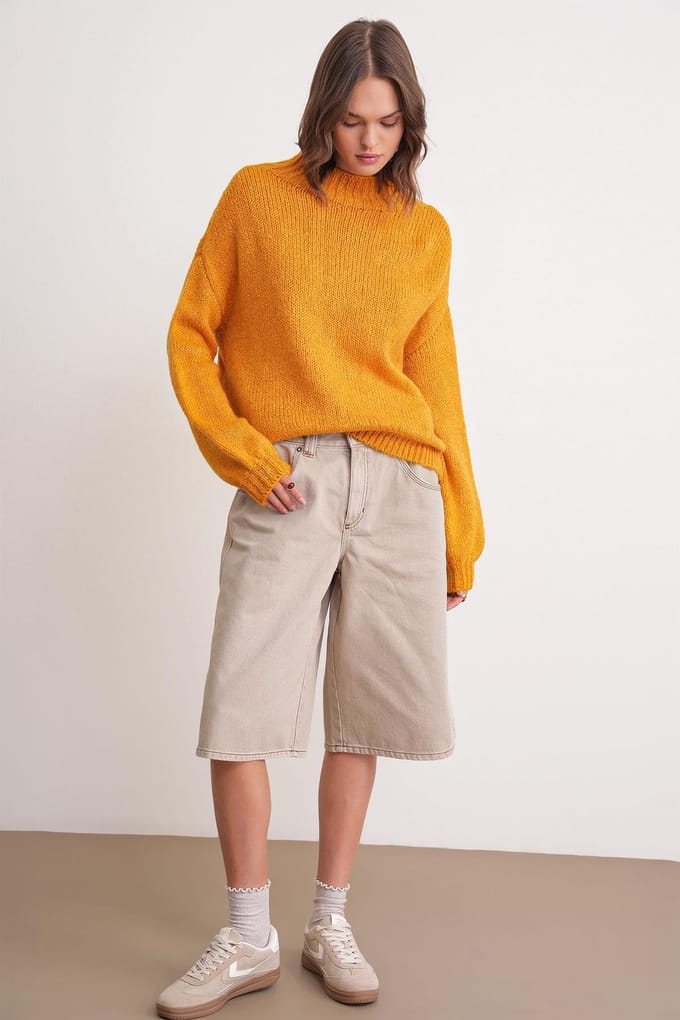 Ontspannen Pas Crew Neck Dikke Brei Trui