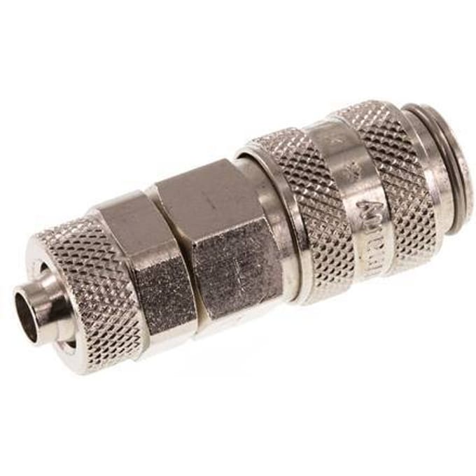 Vernikkeld Messing DN 5 Luchtkoppeling Snelkoppeling 6x8 mm Push-On Double Shut-Off - CLS5-N-BN-SV-6