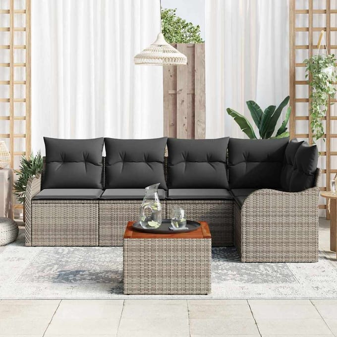 vidaXL - Tuinbank - Set - 6 - st - Grijs - poly - rattan
