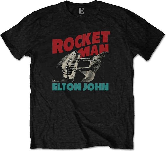 Elton John - Rocketman Piano Heren T-shirt - S - Zwart