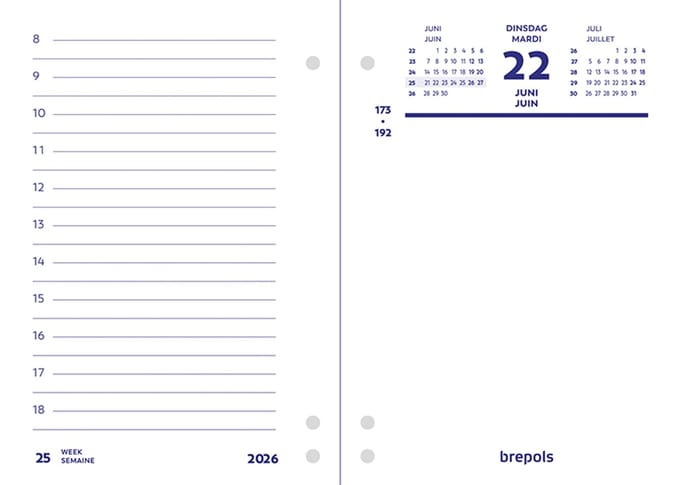 Brepols Dagomlegblok 2026 - 1d/2p - Losbladig - 8,4 x 12 cm