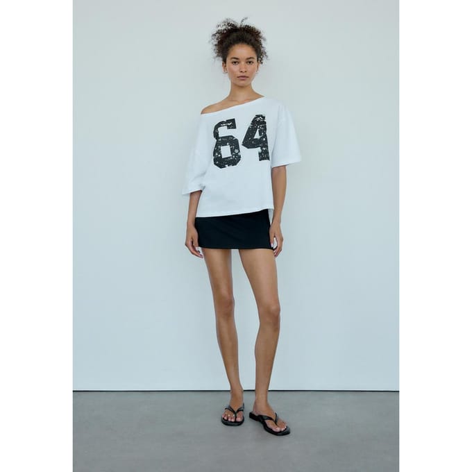 Stradivarius Oversized T-shirt met grafische print  Ecru M