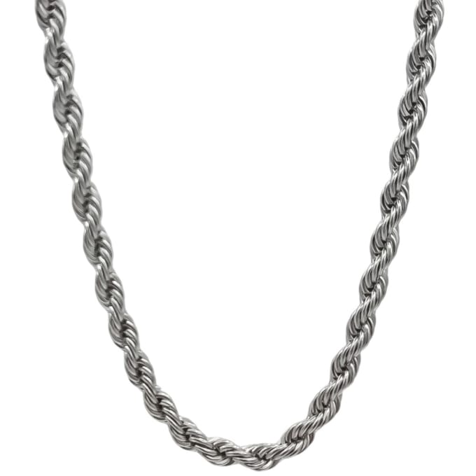 Heren ketting rope koord schakel - premium staal - B 6 mm - L 65 cm