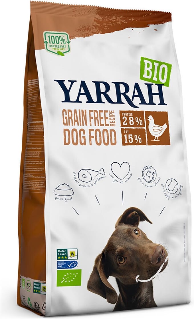 4x Yarrah Bio Hondenvoer Graanvrij Kip - Vis 2 kg
