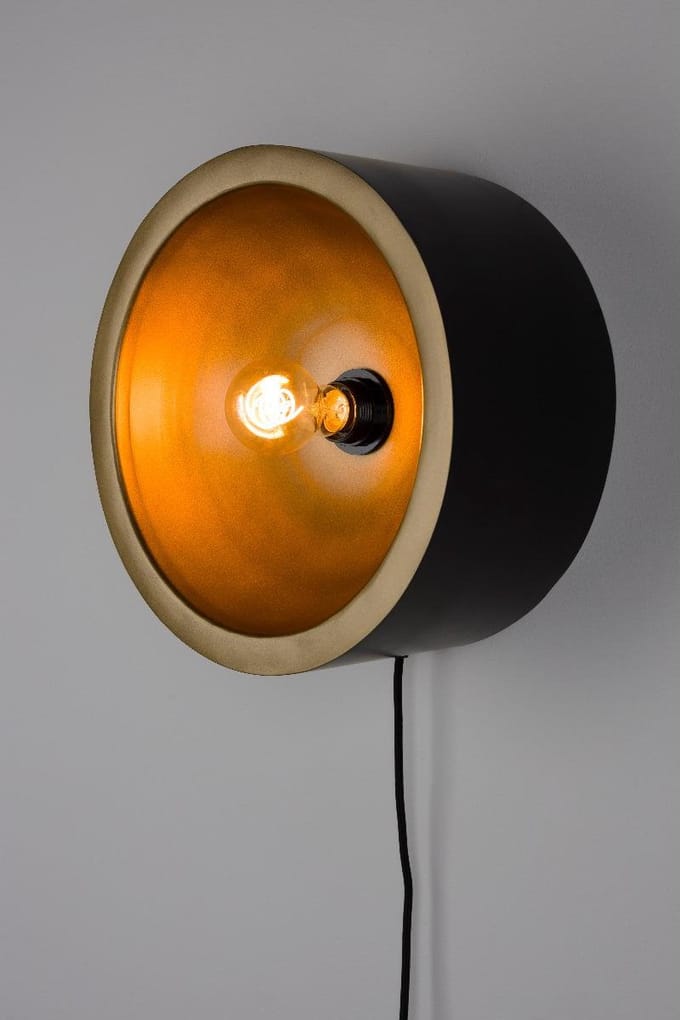 Puur - Dudley wandlamp rond L - zwart/goud
