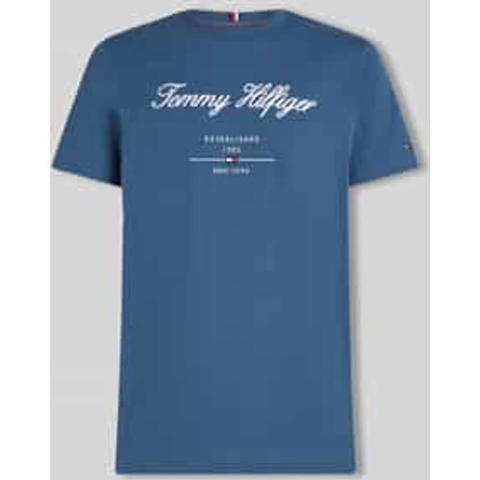 Tommy Hilfiger Script Logo Tee Aegean Sea Taglia: M | Magliette basic Outlet | Uomo