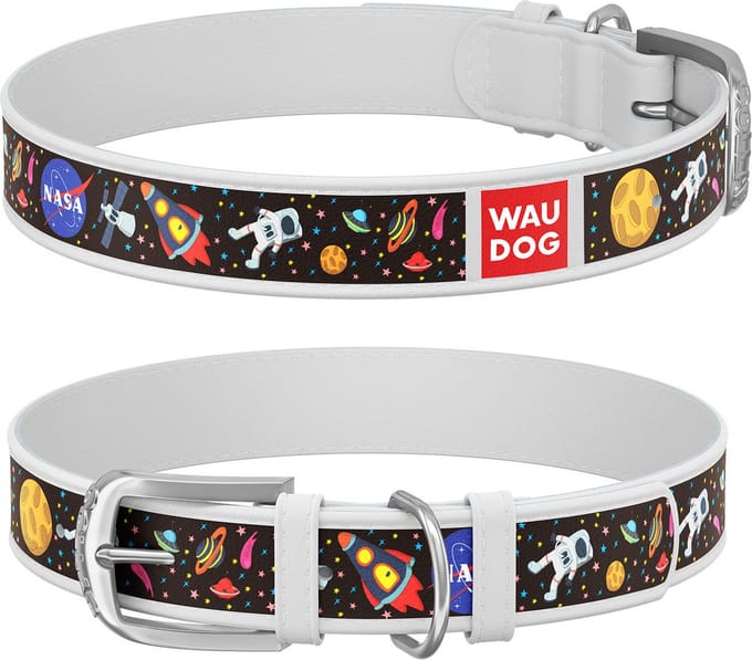 Halsband WAUDOG Leer met NASA print
