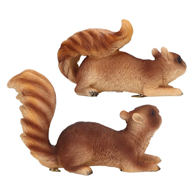 2 Stuks Tuindier Standbeeld Hars Exquise Gesimuleerde Dierenvorm Figuurjes voor Buitenterras brown
