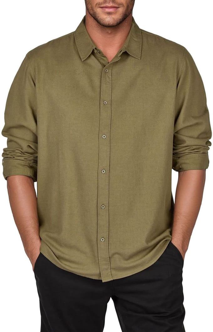 riverso Heren Overhemd RIVFabrizio regular fit Olijf 5XL Volwassenen Linnen overhemd
