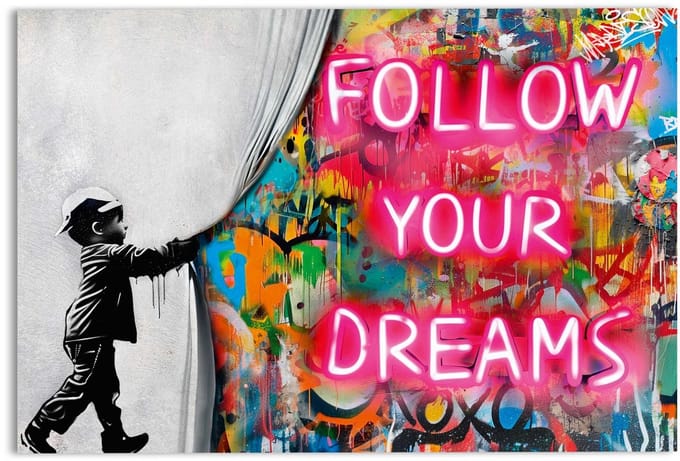 Glasschilderij Follow your dreams - 78 x 116 - Glas - REINDERS