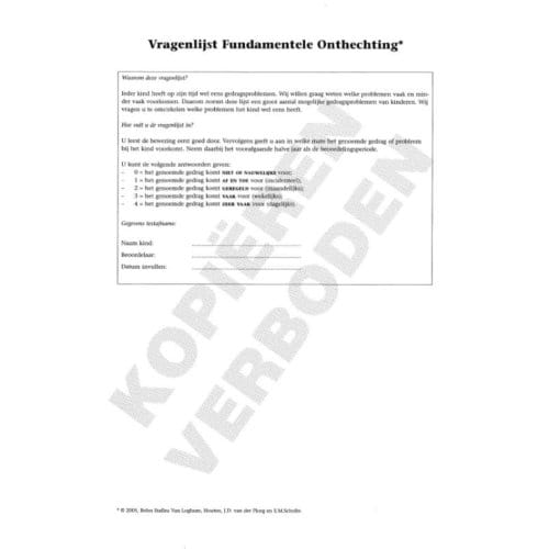 Vragenlijst Fundamentele Onthechting (Vfo) - Scoreformulieren - J.D. van der Ploeg