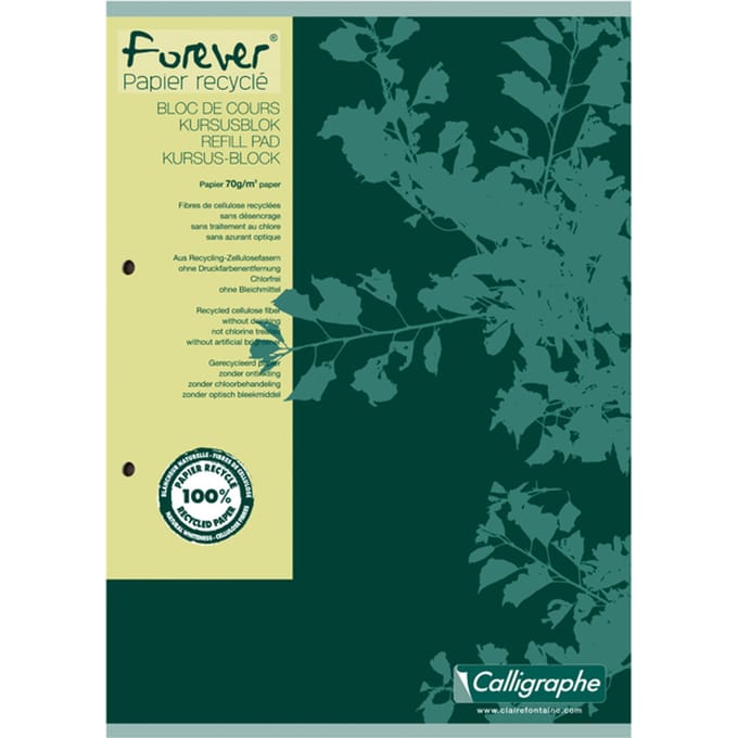 Cursusblok Clairfontaine Forever Calligraphe A4 lijn 2-gaats 200 pagina's 70gr groen