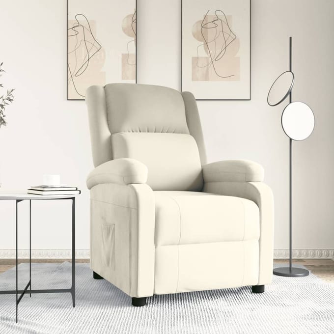vidaXL - Fauteuil - verstelbaar - fluweel - crèmekleurig