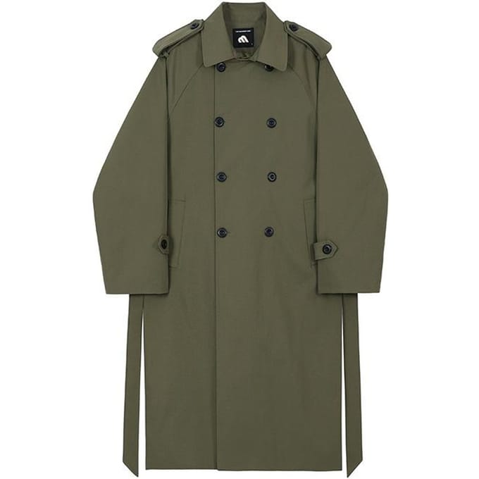 Herfst Mannen Trenchcoat Middel en Lang Over de Knie Los Koreaanse Versie Knappe Trendjas L black