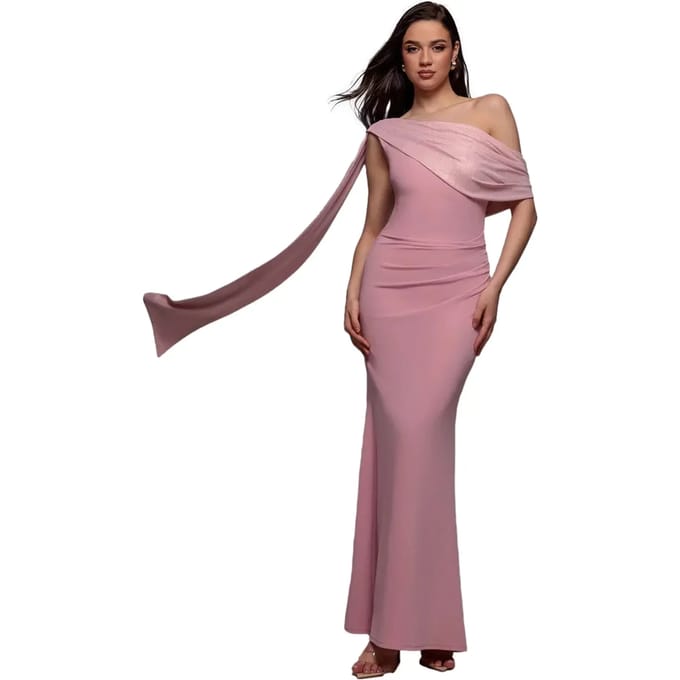 Asymmetrische Lurex jurk dames Goddiva Maxi