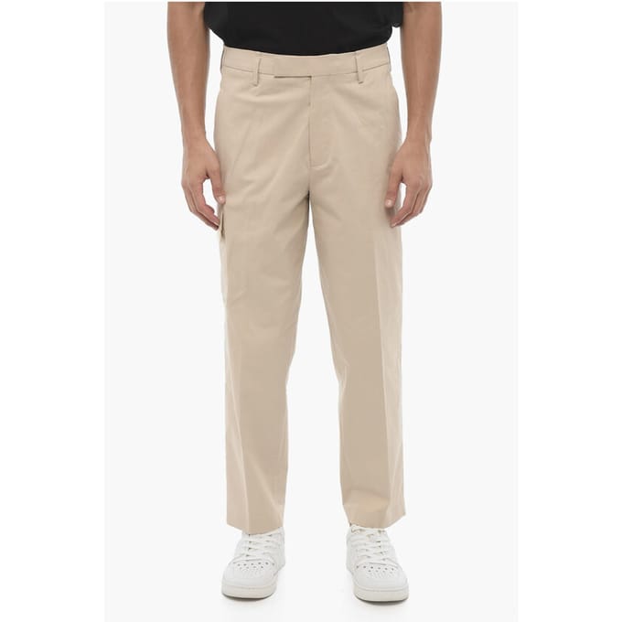 Skinny Cargobroek met Riemlussen in Beige