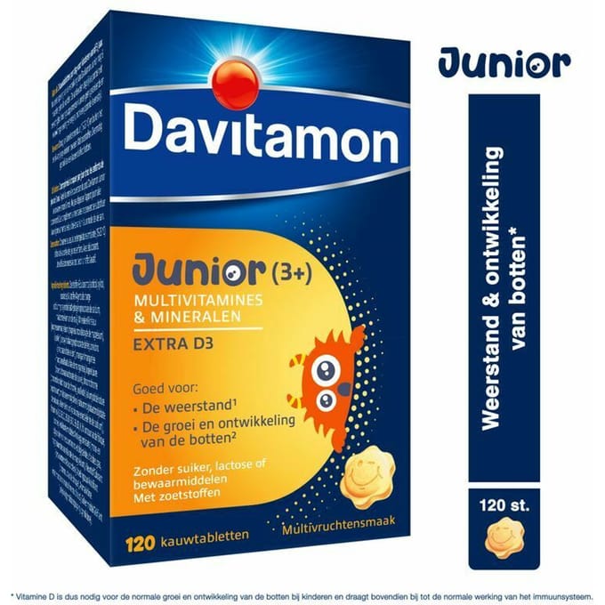 Davitamon® Junior Multivruchten Multivitamines - 120 Kauwtabletten Vanaf 3 Jaar