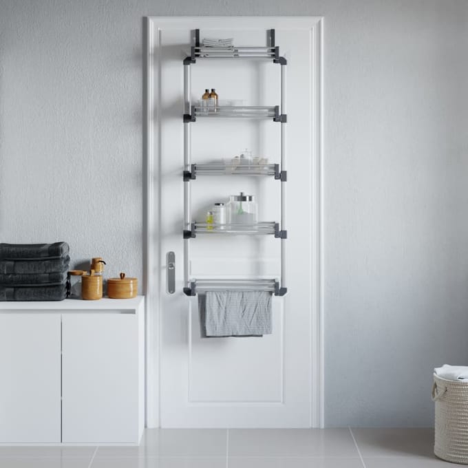 vidaXL - Deurorganizer - met - 5 - schappen - 52x20x135 - cm - aluminium