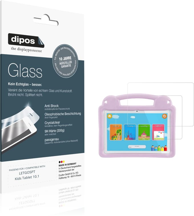 dipos – 2x Pantserfolie geschikt voor LETGOSPT Kids Tablet 10.1 | 9H Screenprotector