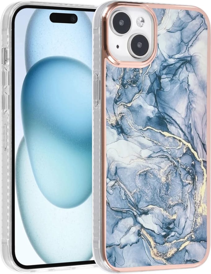 TPU Back Cover hoesje - Marble Grijs - Geschikt voor: iPhone 15 Plus