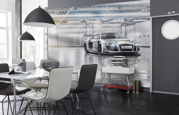 Komar Fotobehang Audi R8 Le Mans - Grijs - 2,54m X 368cm
