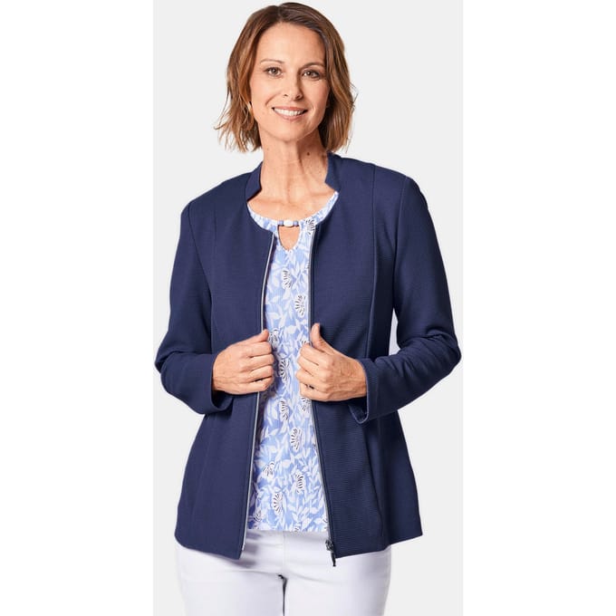 Blazer van licht elastisch materiaal - marine - Gr. 21 van Goldner Fashion
