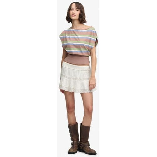 Superdry Ibiza Mini Rok Relaxed Pasvorm White Grootte: 36