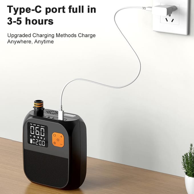 Draagbare Paddleboard Pomp 25PSI Hoge Druk Elektrische Luchtcompressor Pomp Powerbank met 6 zwart