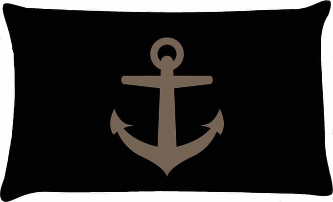 Buitenkussen Mud Race bruin zwart waterafstotend 40x60cm bootkussen zwart anker